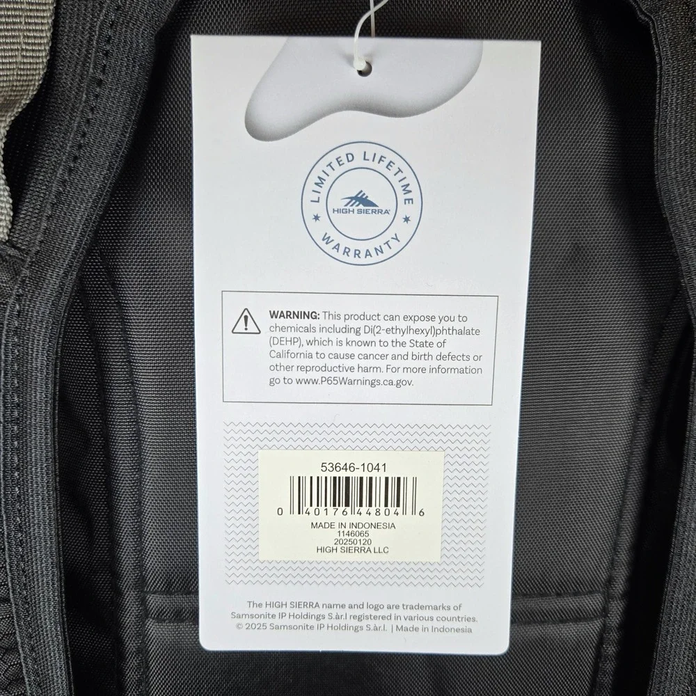 New High Sierra Loop Backpack Black 33L Laptop Tablet Sleeve Travel Bag NWT